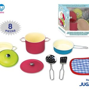 MENAJE COCINA METAL COLORES 8 PIEZAS